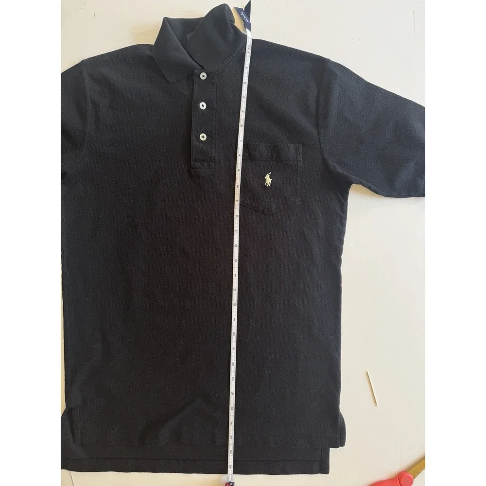 Polo Golf Ralph Lauren Shirt Black With Chest Pocket With Yellow Pony Sz Small